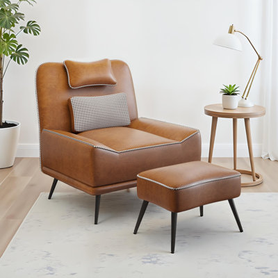 Asena Upholstered Side Chair with Ottoman