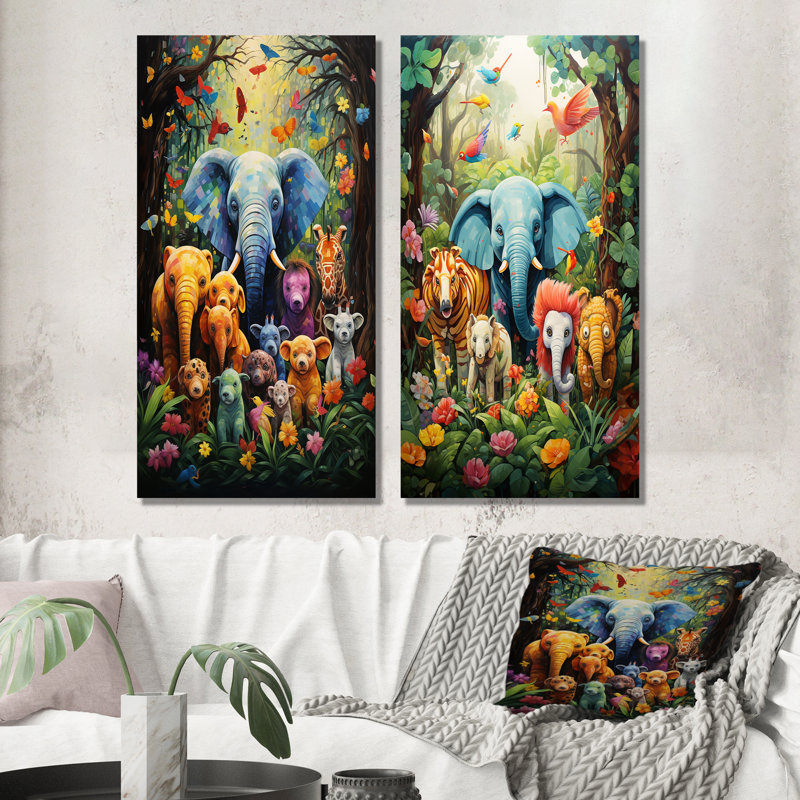Ensemble de 2 reproductions sur toile bleues, H 32 po x l 33 po, Toile tendue