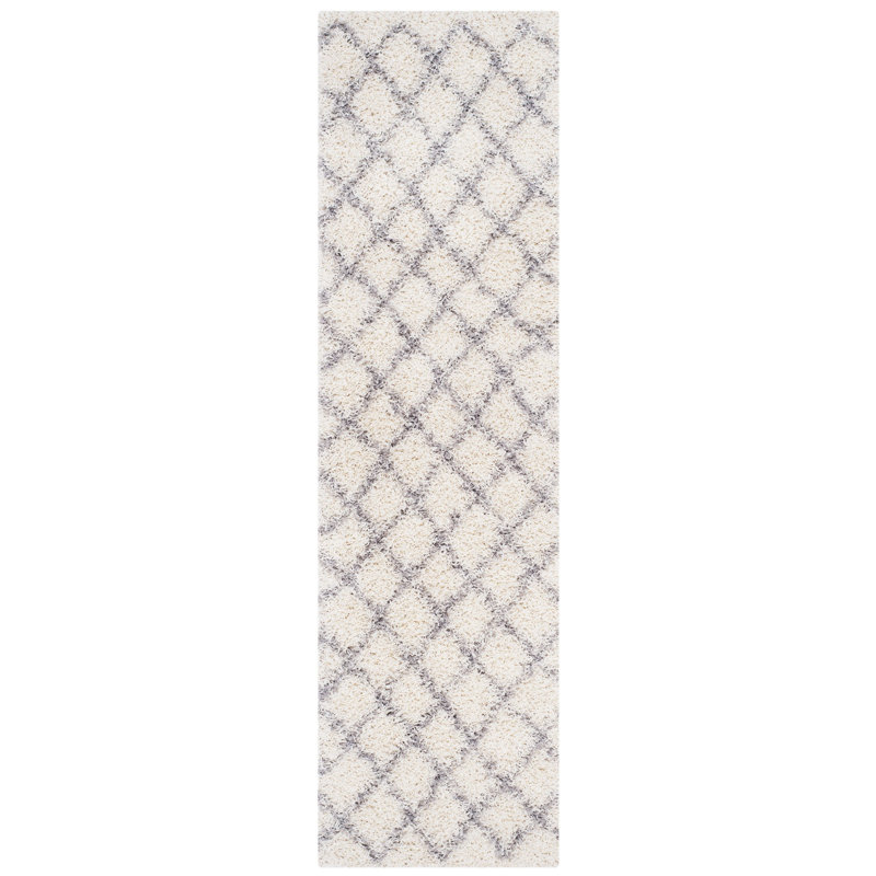 Tapis ivoire à motif géométrique Simuel, Tapis de couloir 2 pi 3 po x 6 pi