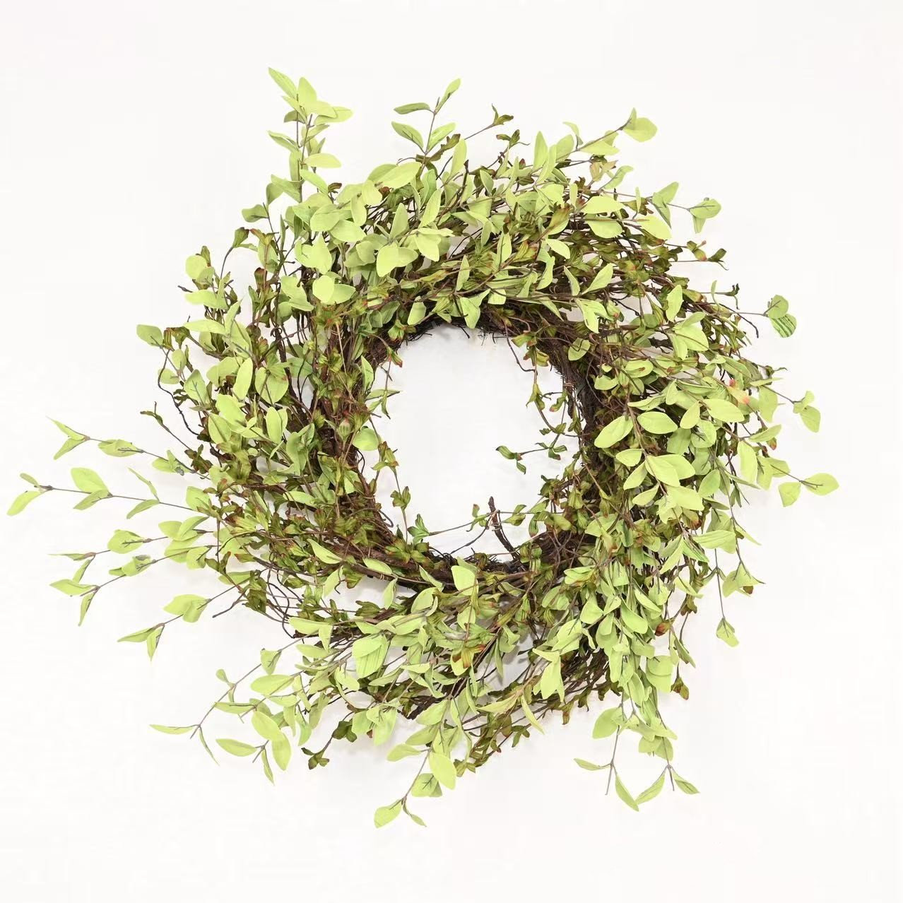 26" Handcrafted Foliage, Twig Thanksgiving Wreath, Green/Brown