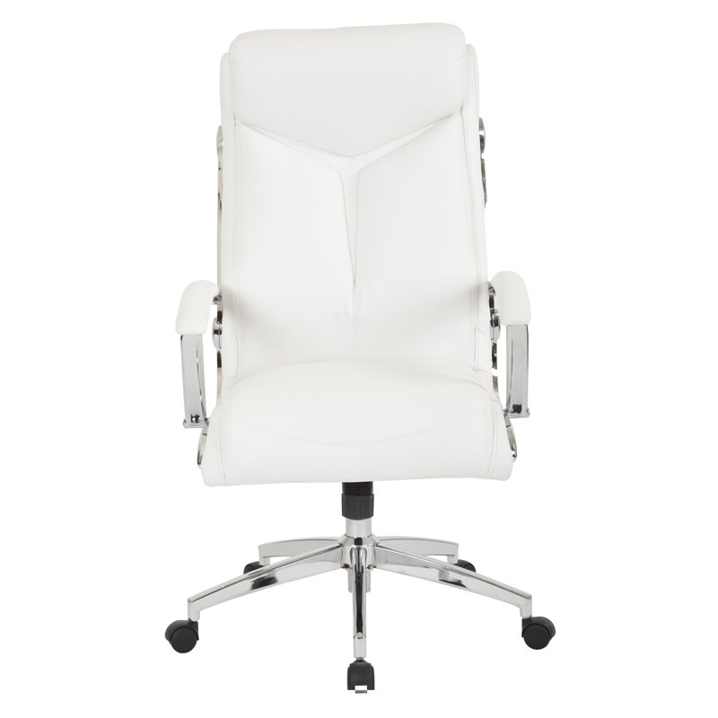 Chaise Executive, Similicuir blanc