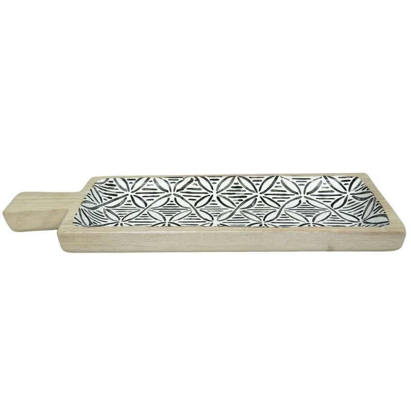 Plateau en bois multicolore 18,11 po avec impression géo