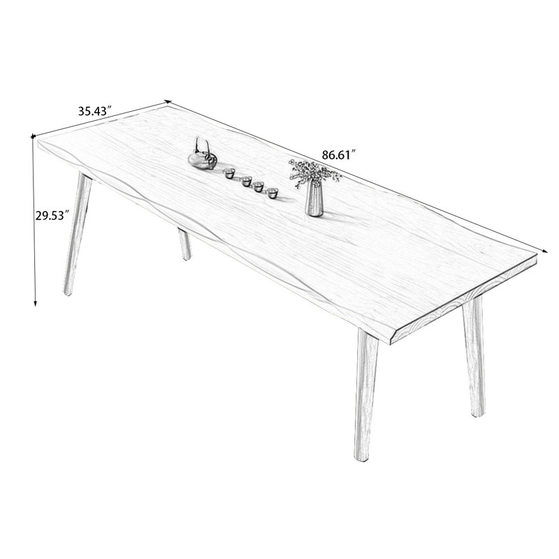 Brown Rectangular Solid Wood Dining Table, 29.53"H x 86.61"L x 35.43"W