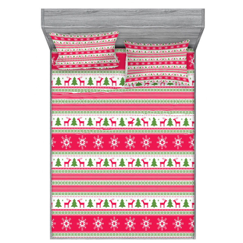 Nordic Microfiber Striped Sheet Set, Full/Double Sheet Set with Fitted Sheet