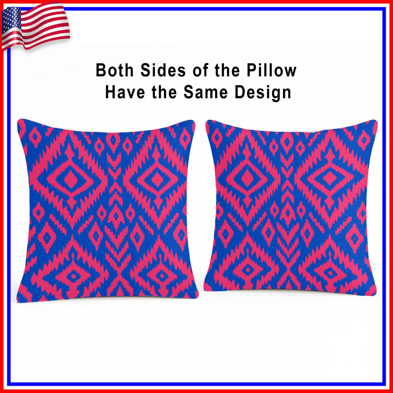 Blue Ikat Double Sided Throw Pillows, 20 x 20 inches