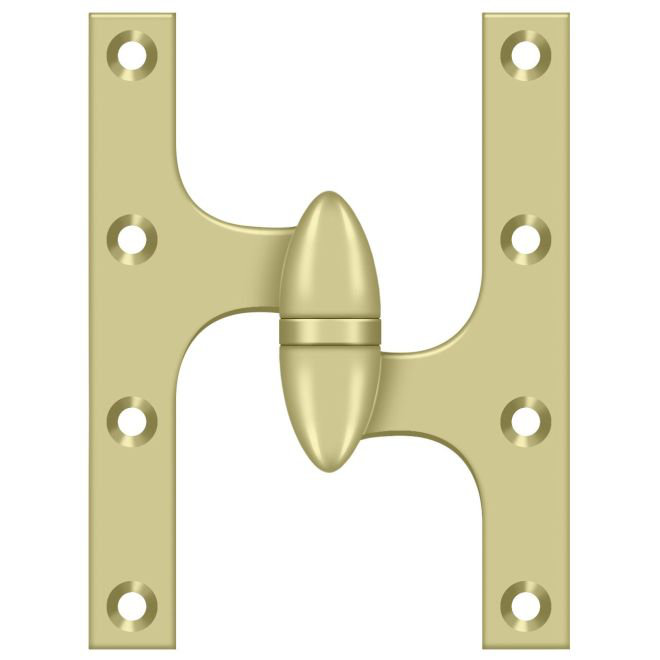 Charnière Deltana OK6045B3UNL-R 6 po x 4-1 / 2 po Finition laiton brillant non laqué, Laiton non laqué, Côté droit