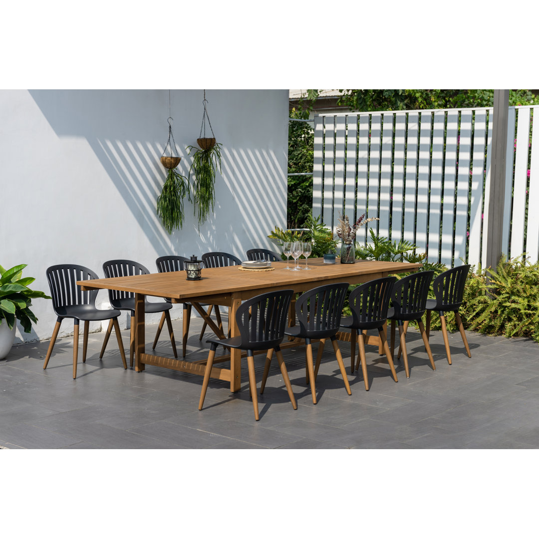 Amazonia Outdoor Patio 11pc 100% FSC Certified Wood Dining Set Kitsco Frame
