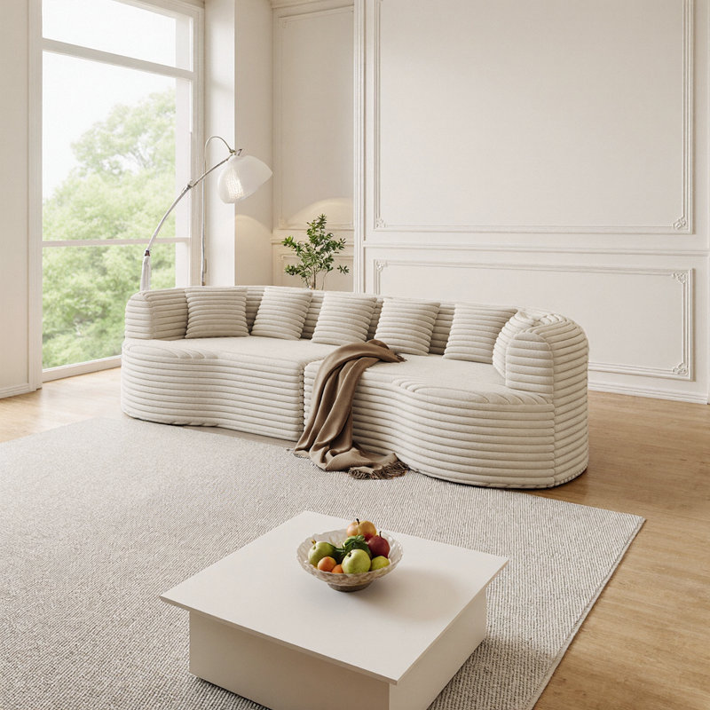 Canapé modulaire incurvé surdimensionné sans os Boneless, Beige