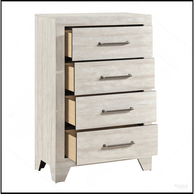 Commode de rangement contemporaine en chêne gris avec 4 tiroirs et 1 chambre à coucher