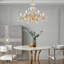 Lustre rétro en cristal doré, suspension en fer 6 lumières pour la salle à manger et le salon