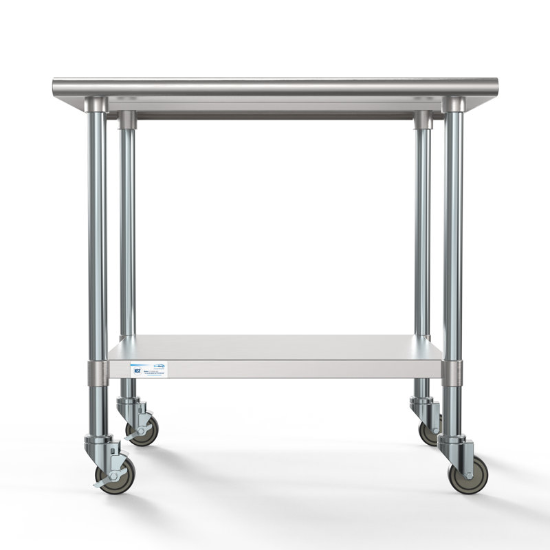 Stainless Steel Top Adjustable Workbench, 34" H x 48" W x 24" D