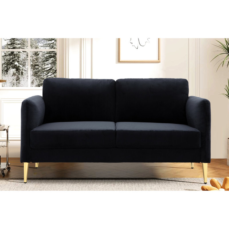Canapé d'angle de lecture moderne du milieu du siècle, 150,8 cm de large, en velours côtelé, bois massif, cinq couleurs disponibles.