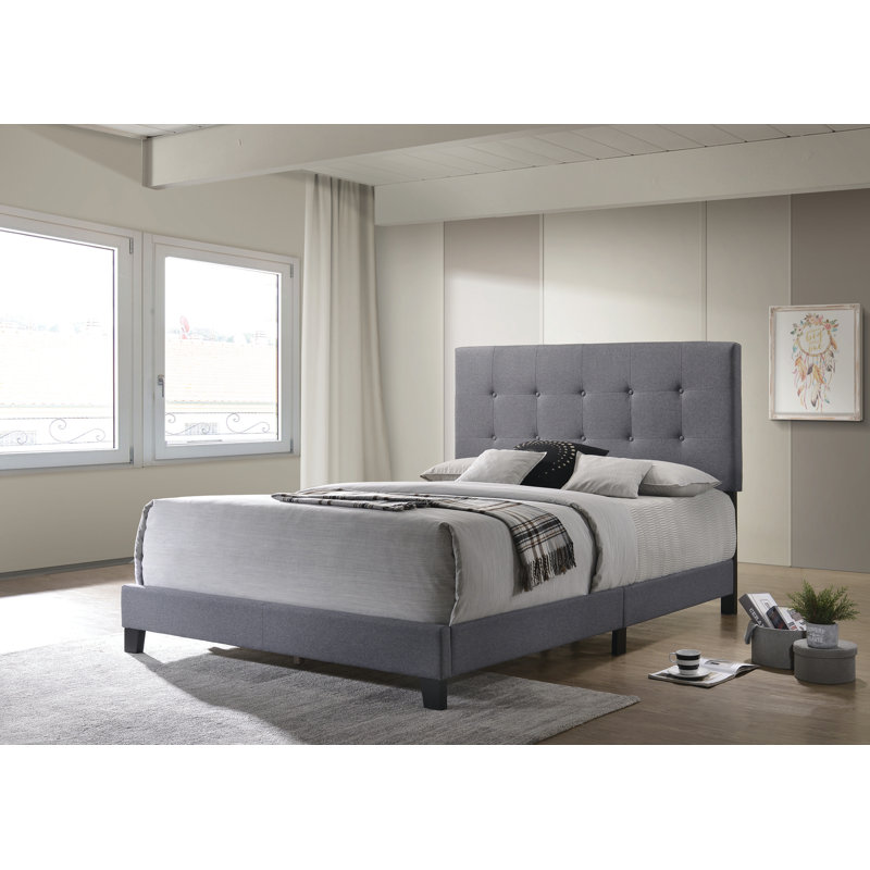 Lit tapissier standard capitonné Vance, Grand, Gris