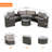 Outdoor Patio Furniture 11-Piece Half-Moon Sectional Round Patio Furniture Set Sofa With Tempered Glass Round Coffee Table-348528100