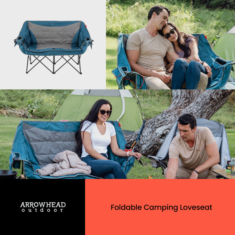 Heated Folding Loveseat, Blue