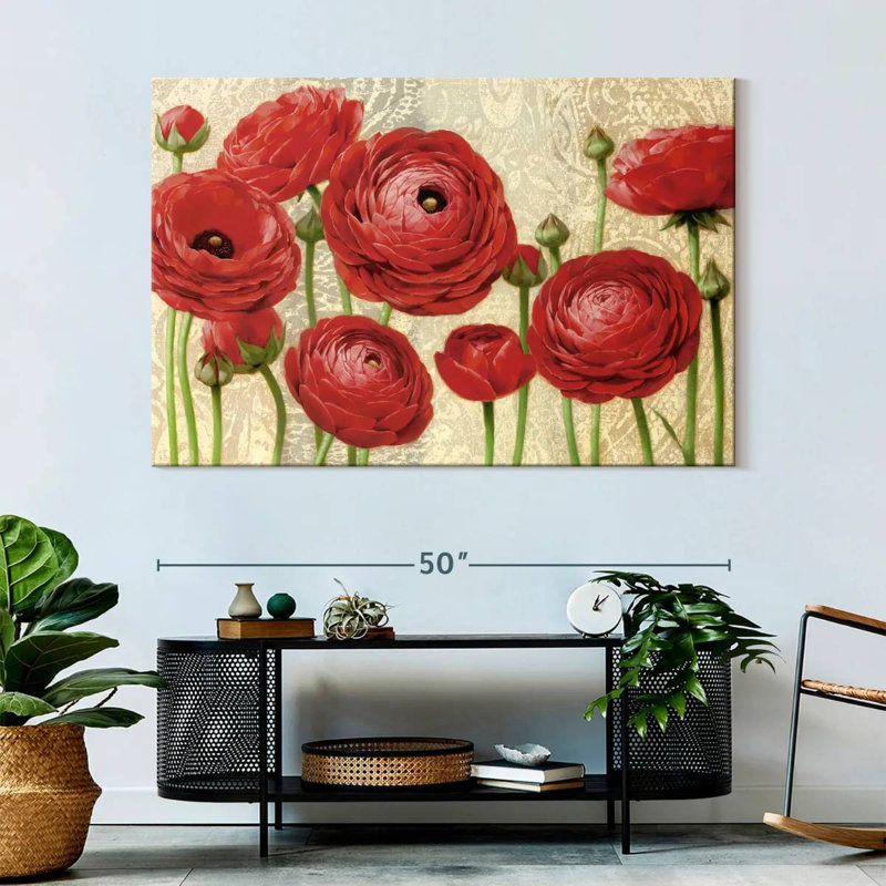 Harnek Red Serenity And Lace I, 34" H x 51" W