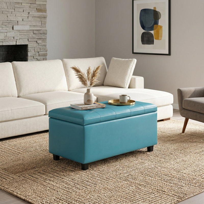 Banc repose-pieds avec rangement caché Cosmopolitan, Bleu