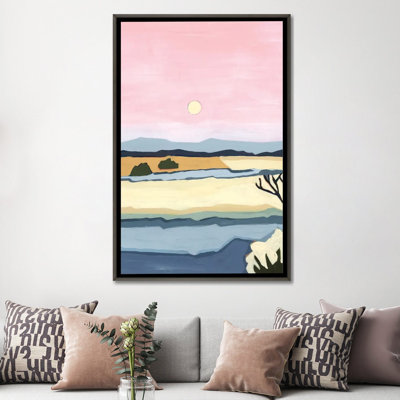 «Pink Sunset Over Villacuri», 2023 - reproduction d'art murale - toile encadrée