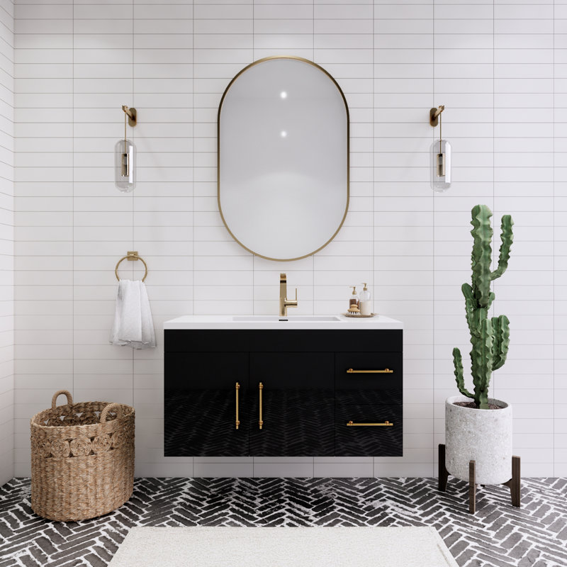 Ensemble de meuble-lavabo simple 42 po Thurnell, Noir lustré