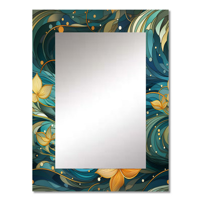 Sumah Inner Harmony Exploration Mediation - Floral Decorative Mirror, Floral Wall Mirror, Printed Metal Art
