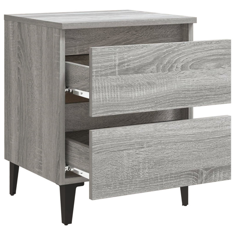 Quandt 40cm W Manufactured Wood Bedside Table, Grey