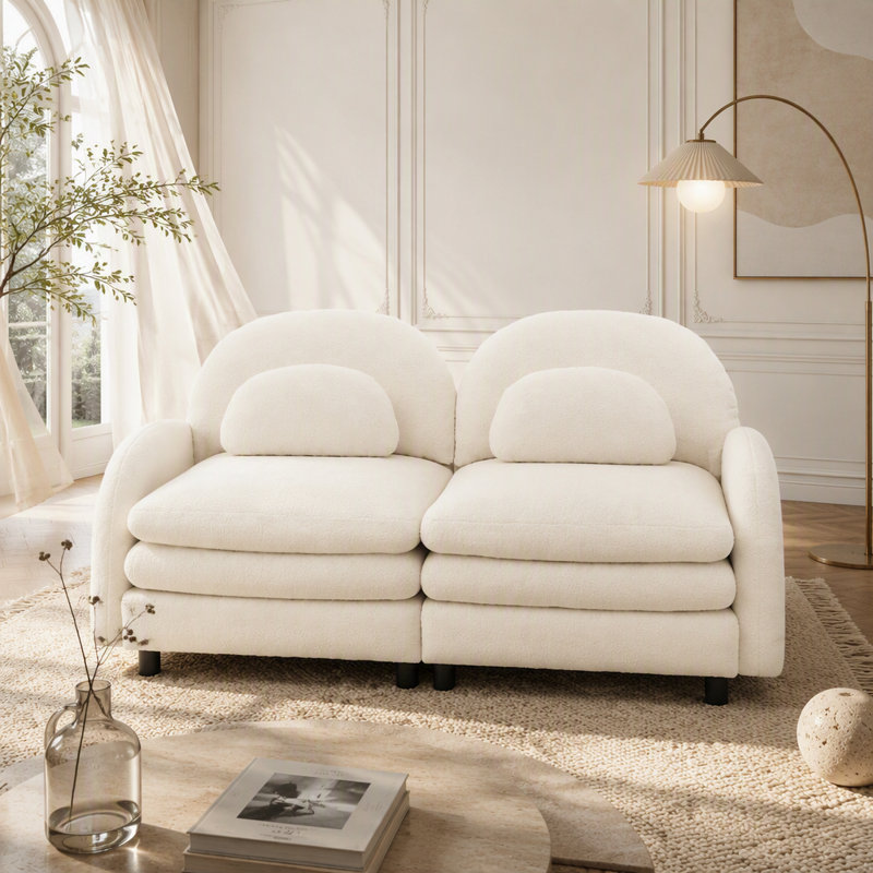 Canapé-lit Teddy, Beige White Teddy