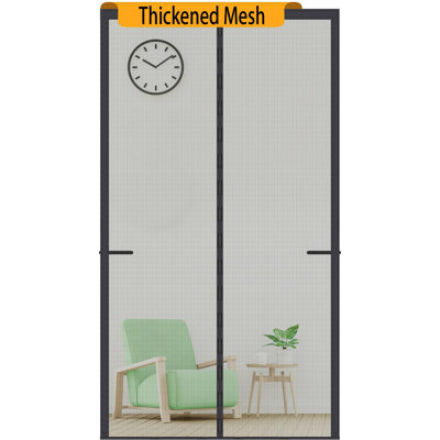 Upgraded Magnetic Screen Door Thicker 250G/? Reinforced Mesh,36 Longer Magnets,Door Screen Magnetic Closure For Single Door,Retractable Mosquito Net For Door,Fit Doors To 38X82 Inch,Black