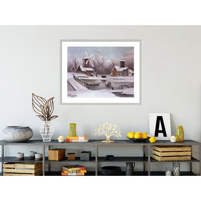 «Ice Skaters on a Frozen Pond» par Henri Rousseau, impression giclée sur cadre