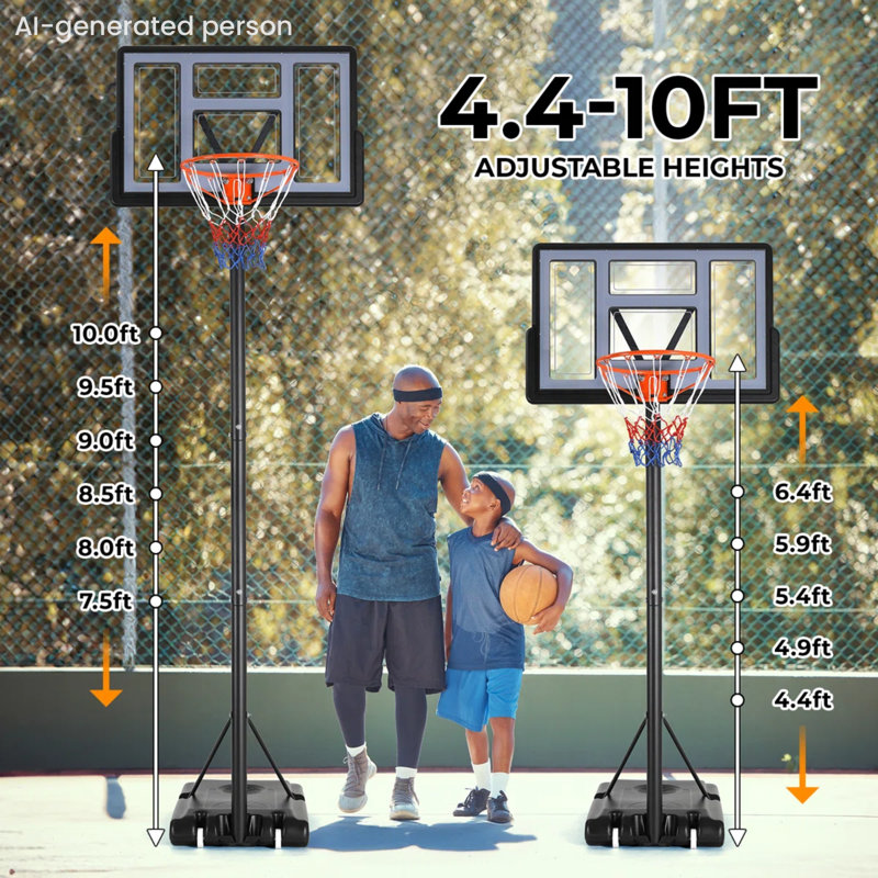 Panier de basketball portable en métal l 43,3 po