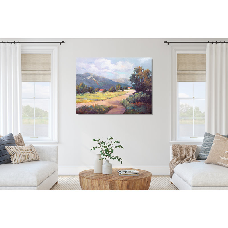 Chalets dans la vallée - reproduction d'art sur toile, H 36 po x l 48 po x P 2 po, Toile tendue