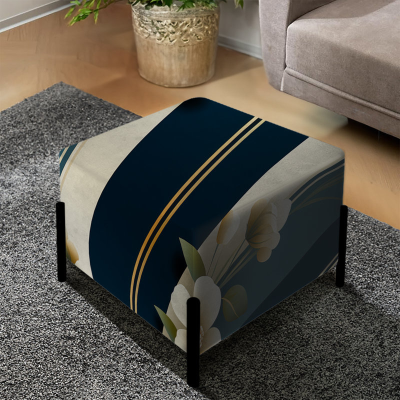Classic Elegant Floral Stripe Serenity - Repose-pieds carré rayé