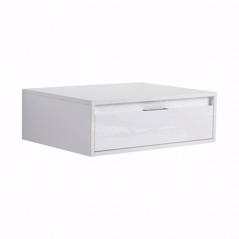 Armoire de salle de bain 24 po, tiroir à fermeture en douceur, conception à fixation flottante, blanc brillant, emballage Kd, (meuble-lavabo seulement)