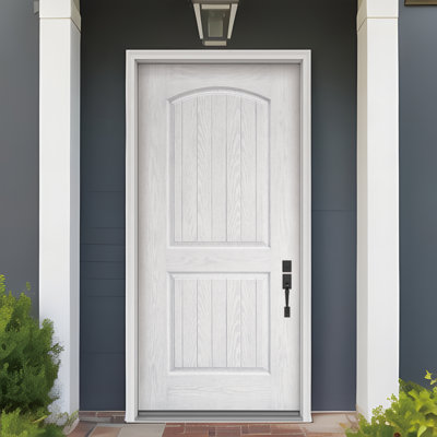 Classic Fiberglass Exterior Entry Front Door - Left/Right Swing Options Pre-Drilled Hardware & Fiberglass-Reinforced Design