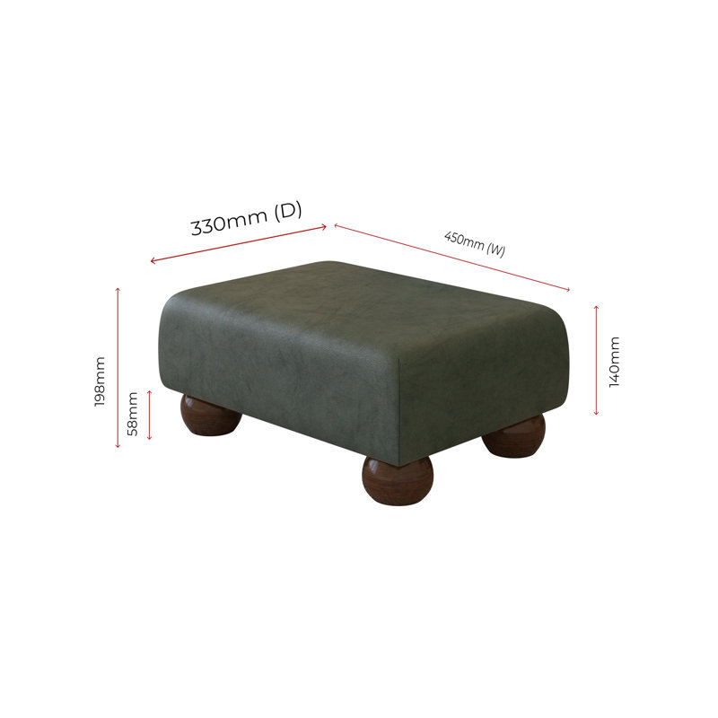 Collado Wood Bun Feet, Mahogany, Bottle Green, Italian Leather