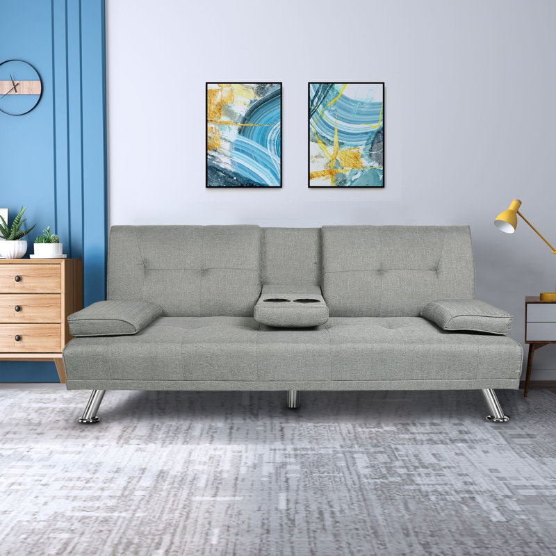 66.2'' Pillow Top Arm Sofa Bed, Light Gray