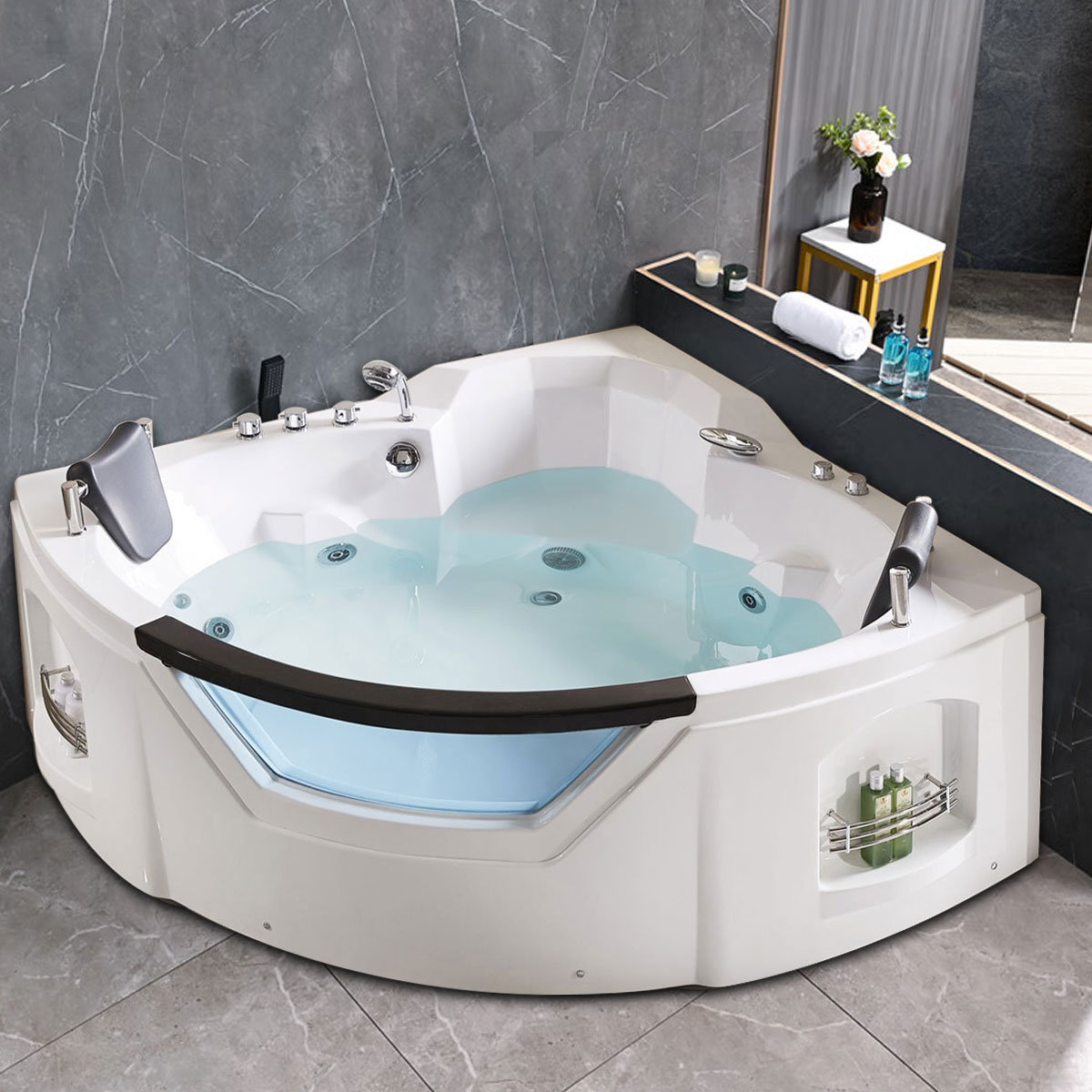 PROFLO 72 x 42 Alcove 8 Jet Whirlpool Bath Tub with Skirt and Left Hand  Pump