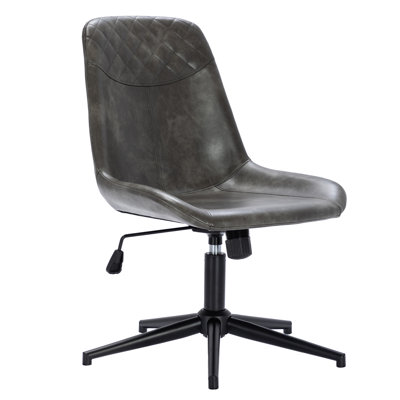 23" Wide Adjustable Height Leather Swicel Office Chair With Quilted Backrest by Orren Ellis