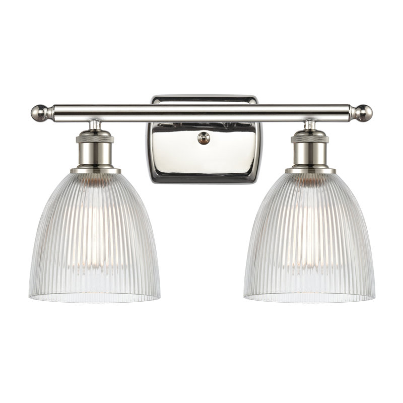 Éclairage pour salle de bain 2 lumières Asdsit, Transparent, Ampoule DEL 6 watts Vinage, Nickel poli