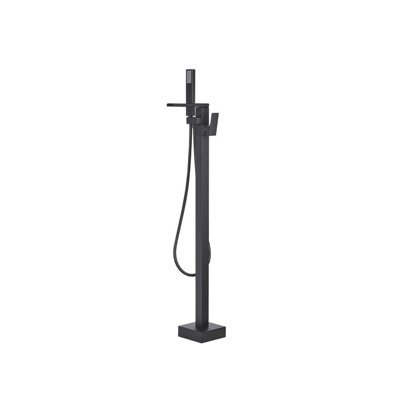 Alixandra 1 Handle Floor Bath Shower Mixer Bath Filler with Diverter, Black