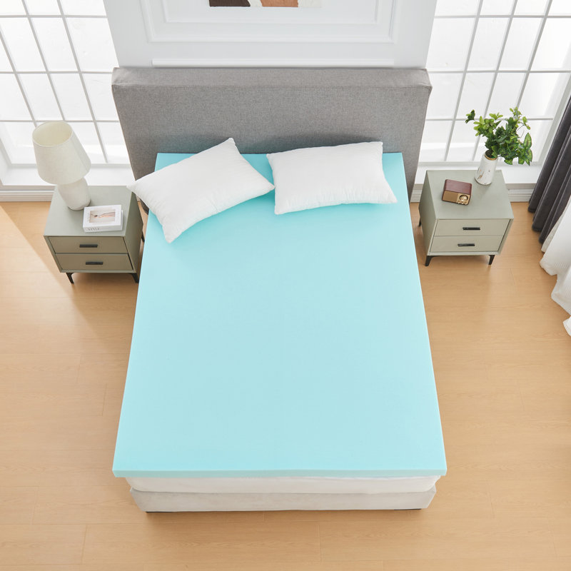 Surmatelas en mousse mémoire, surmatelas infusé de gel rafraîchissant pour soulager les maux de dos, ventilé et respirant, 3"