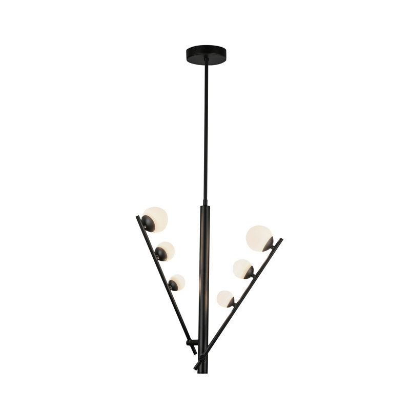 Cypress 2 Arm Opal Glass LED Pendant, Black