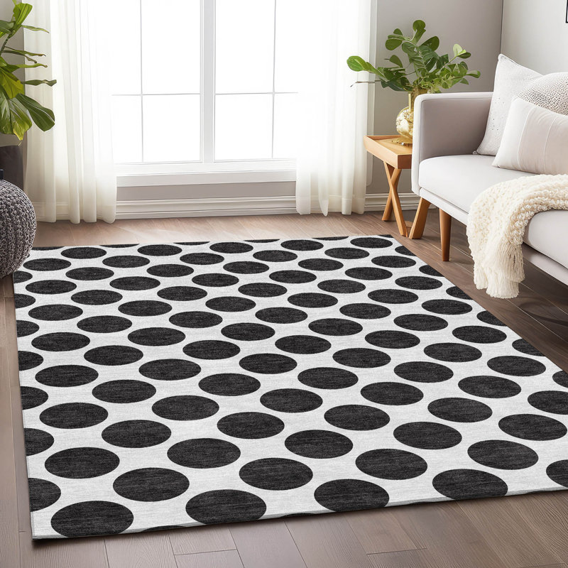 Tapis noir Prisco lavable à la machine de qualité supérieure, Rectangle 10 pi x 14 pi
