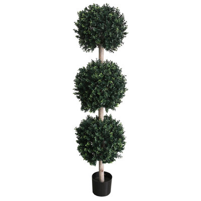 Leaf Artificial Boxwood Ball Trees 150cm Faux Boxwood Tree in Pot Liner