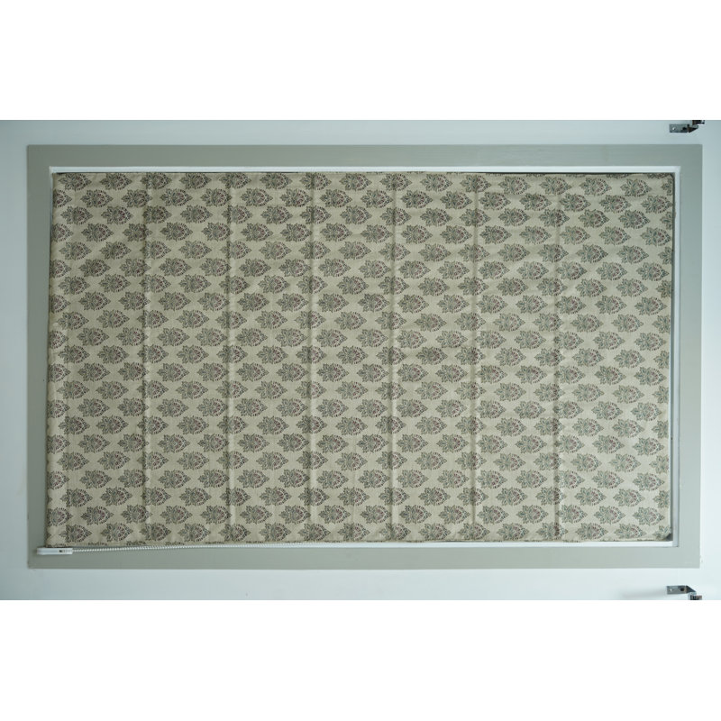  Abat-jour romain 100% lin en viscose à imprimé bloc vert occultant pour habillage de fenêtre, L 46 po x L 74 po