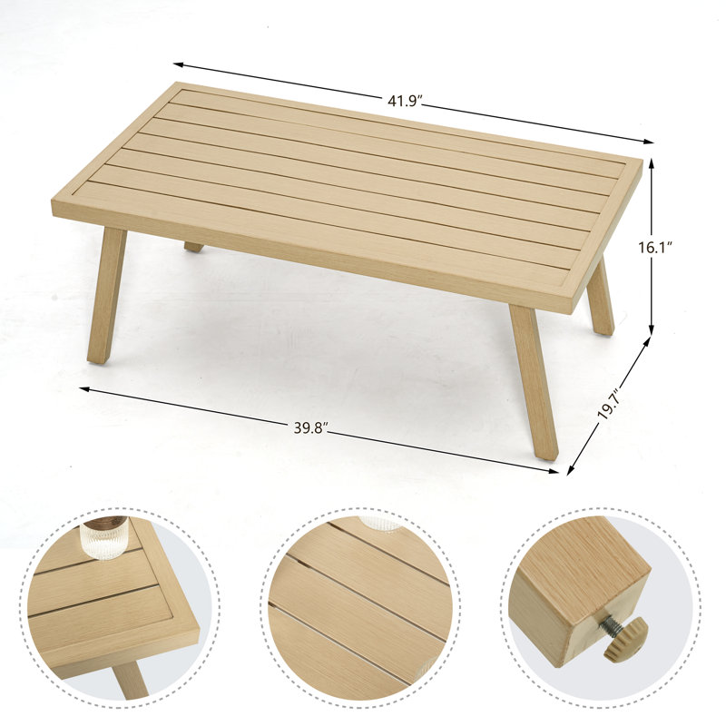1-Piece Outdoor Aluminum Patio Coffee Table, Beige