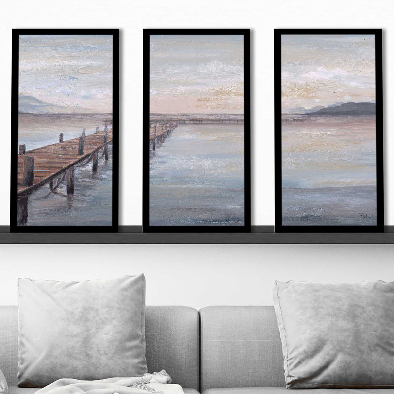 Calm Placid Lake - impression de cadre photo simple 3 pièces, H 25,5 po x l 40,5 po x P 1 po