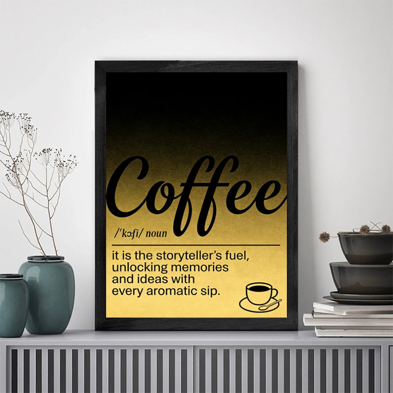 «Black Coffee Vintage», art mural, définition du café noir, H 11 po x l 9 po