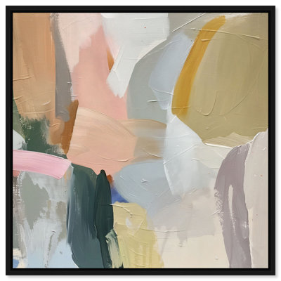 Whirling Palette I Canvas Abstract Print by Oliver Gal, Black Frame, 12 x 12