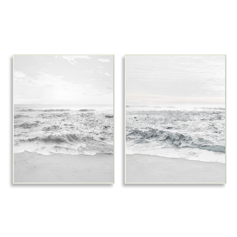 Plage brute de rivage blanc avec vagues de ciel brumeux par Natalie Carpentieri, Toile tendue, L 10 po x H 15 po