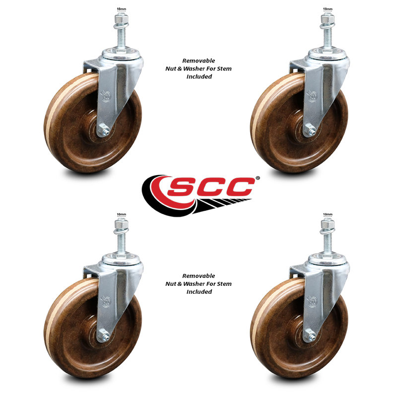 Temp Phenolic Wheel Swivel 12mm Threaded Stem Caster SCC